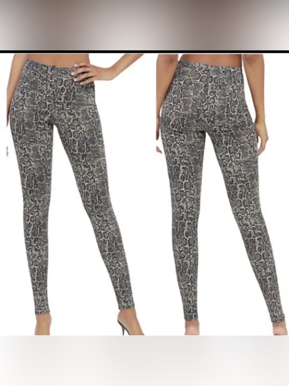 Spanx Taupe SnakeSkin Jean-ish Ankle Leggings Women's Size S NWT
